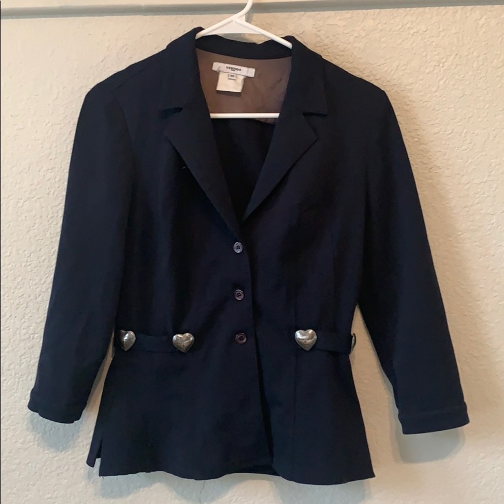 Navy blazer with heart details
